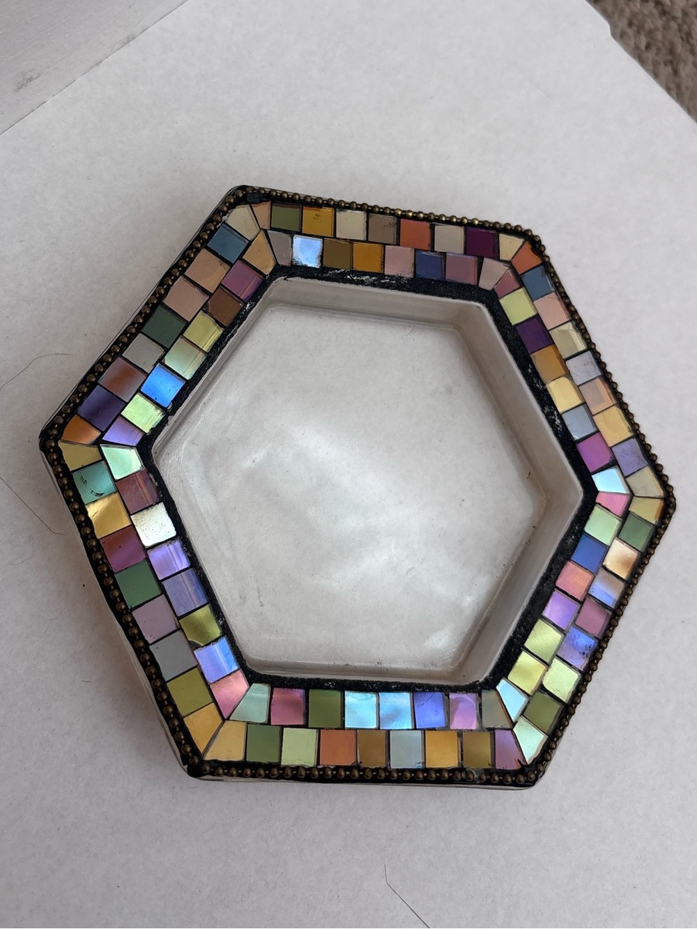 Partylite Hexagonal Mosaic Glass candle holder - Multicolor